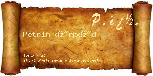Petrin Árpád névjegykártya